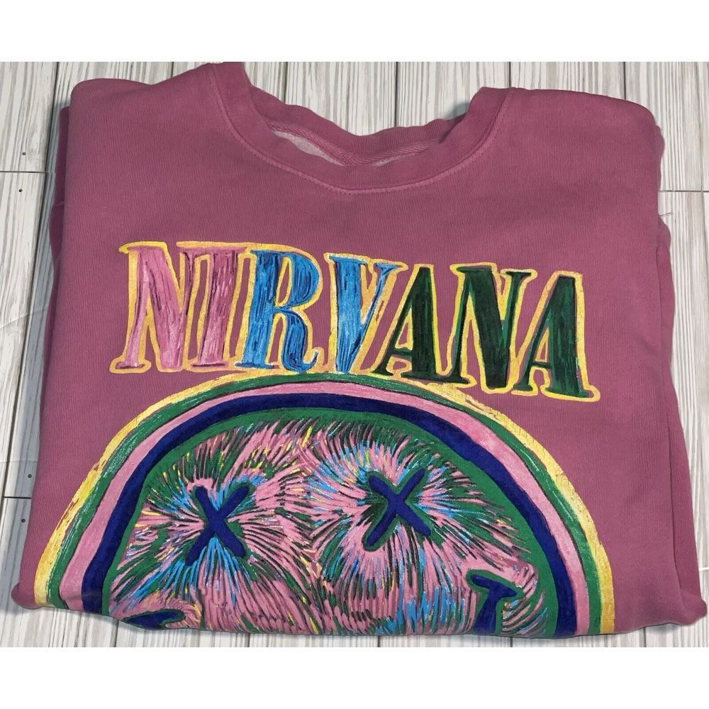 Nirvana Pink Crayon Face Sweatshirt Small‎ Grunge Small